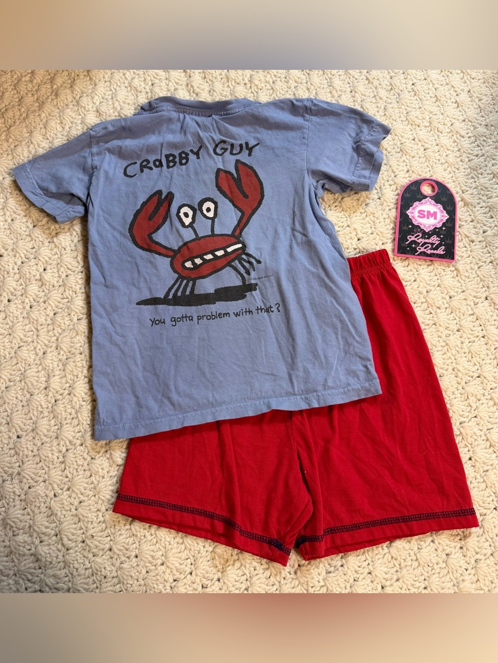 Kids "Crabby Guy" Blue & Red Pajama Set
